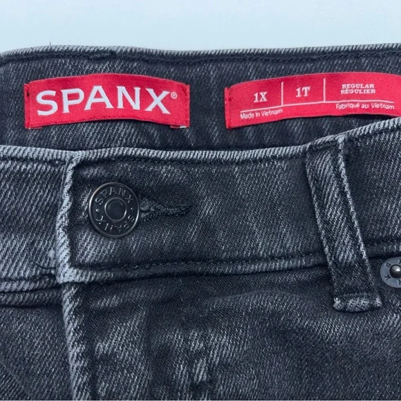 Spanx Wide Leg Jeans Womens Size 1X Regular Heavy Black Stretch Denim 37x28 - Picture 5 of 16